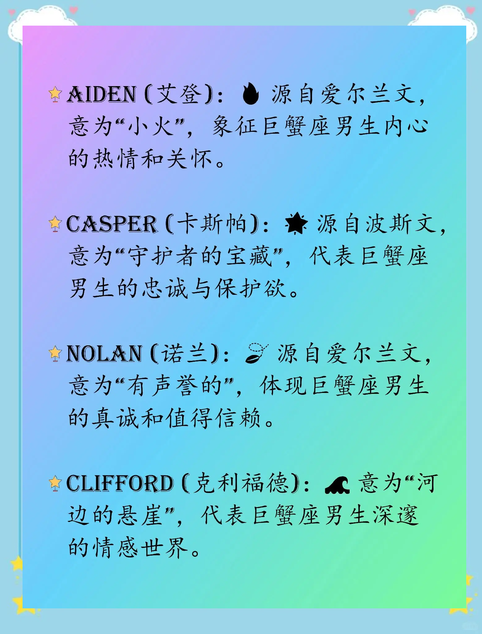 星座英文名字起名